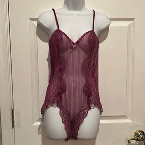 Blush Sheer Purple Teddy Bodysuit Sz S